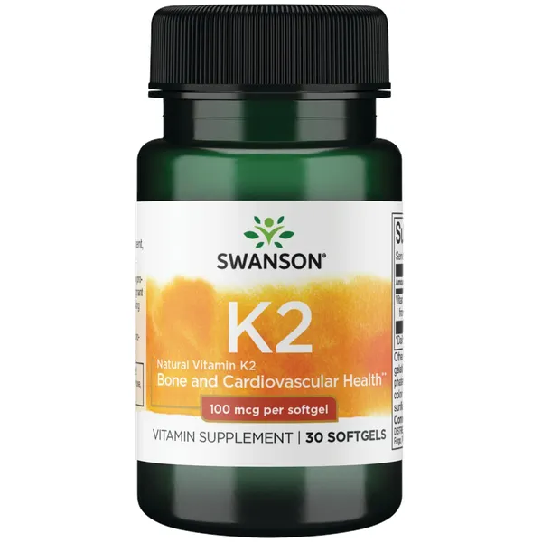 Produktas SWANSON Vitaminas K2 100 Mcg (Natūralus), kaulų stiprumui palaikyti, kapsulės, 30 vnt. Paveikslėlis