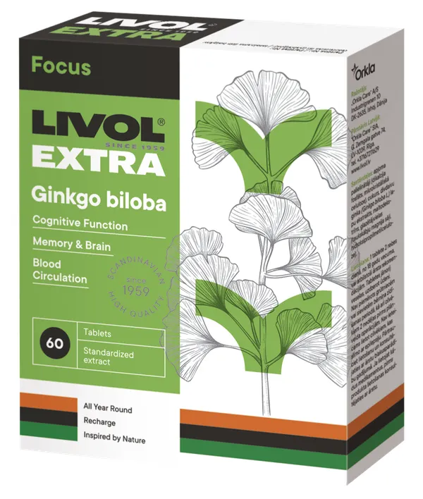 Produktas LIVOL  Extra Ginkgo Biloba tabletės, 60 vnt. Paveikslėlis