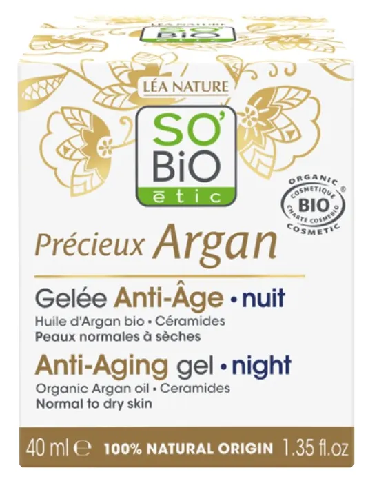 Produktas SO BIO ETIC su argano aliejumi ir keramidais naktinis veido kremas, 40 ml Paveikslėlis