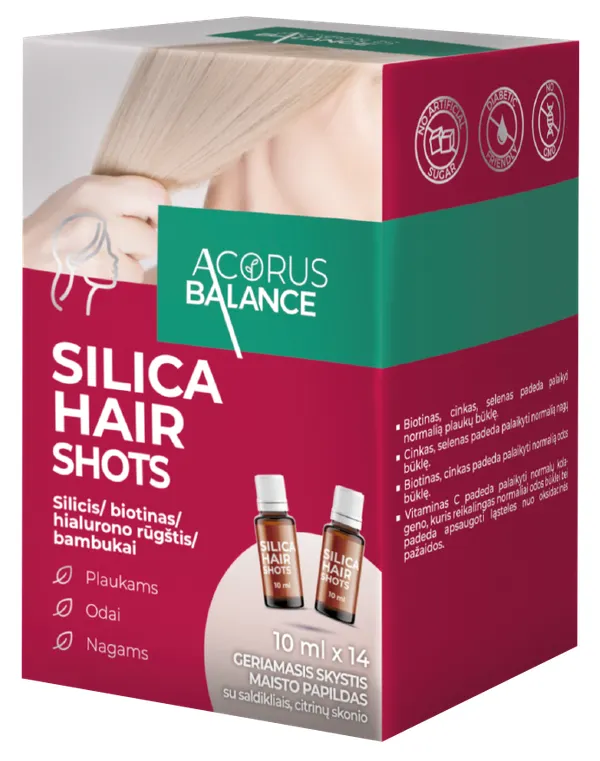 Produktas ACORUS BALANCE Silica Hair Shots 10 ml buteliukai, 14 vnt. Paveikslėlis