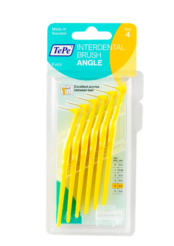 Produktas TEPE Angle Size 4 0.7 mm tarpdančių šepetėlis, 6 vnt. Paveikslėlis