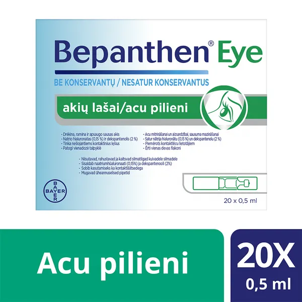 Produktas BEPANTHEN Eye  akių lašai, 20 vnt. Paveikslėlis