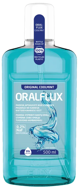 Produktas ORALFLUX Original gaivaus mėtų skonio burnos skalavimo skystis, 500 ml Paveikslėlis