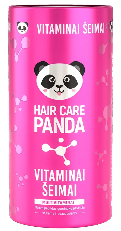 Produktas HAIR CARE PANDA Multivitamin kramtomosios pastilės, 60 vnt. Paveikslėlis