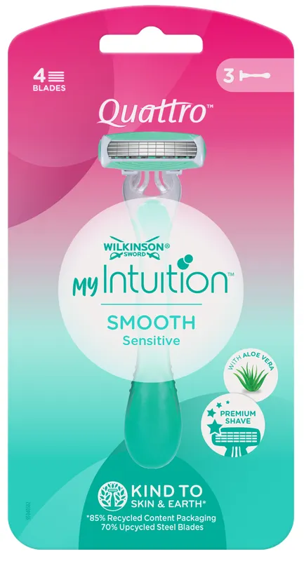 Produktas WILKINSON SWORD Quattro For Women Sensitive Comfort vienkartiniai skustuvai, 3 vnt. Paveikslėlis