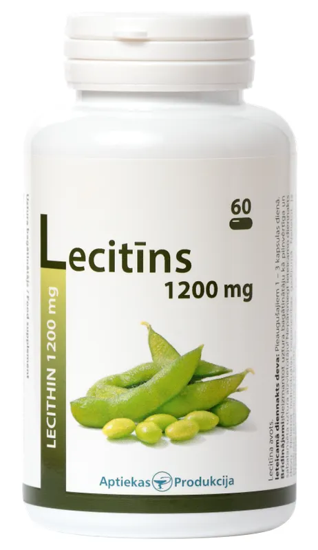 Produktas APTIEKAS PRODUKCIJA LECITHIN 1200 mg kapsulės, 60 vnt. Paveikslėlis