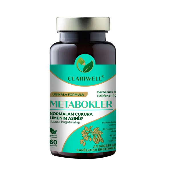 Produktas CLARIWELL Metabokler normaliam cukraus kiekiui kraujyje kapsulės, 60 vnt. Paveikslėlis
