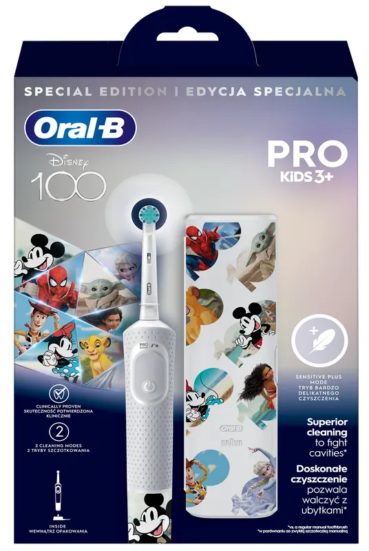 Produktas ORAL-B Pro Kids Disney 100 su kelioniniu dėklu elektrinis dantų šepetėlis, 1 vnt. Paveikslėlis