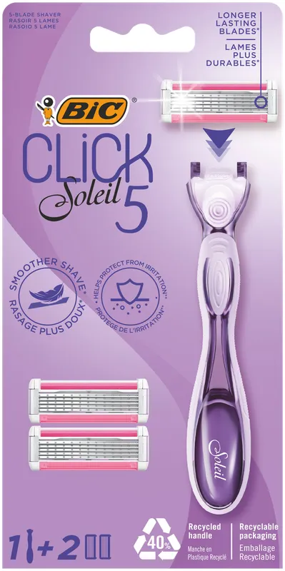 Produktas BIC Soleil Click5 2 papildomos galvutės +  skustuvas, 1 vnt. Paveikslėlis