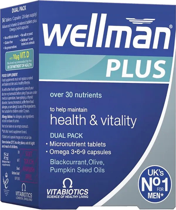 Produktas WELLMAN   Omega 3-6-9  vyrams tabletės + kapsulės, 56 vnt. Paveikslėlis