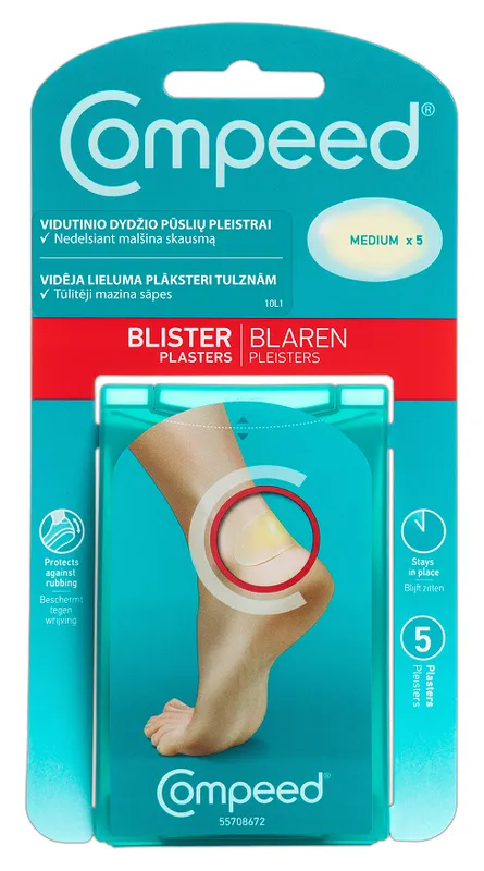 Produktas COMPEED  Vidutinio Dydžio pleistrai nuo pūslių, 5 vnt. Paveikslėlis