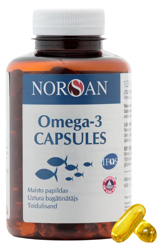 Produktas NORSAN Omega-3  kapsulės, 120 vnt. Paveikslėlis