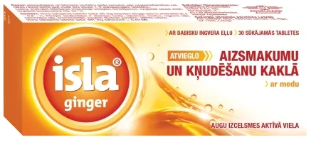 Produktas ISLA GINGER  čiulpiamosios pastilės, 30 vnt. Paveikslėlis
