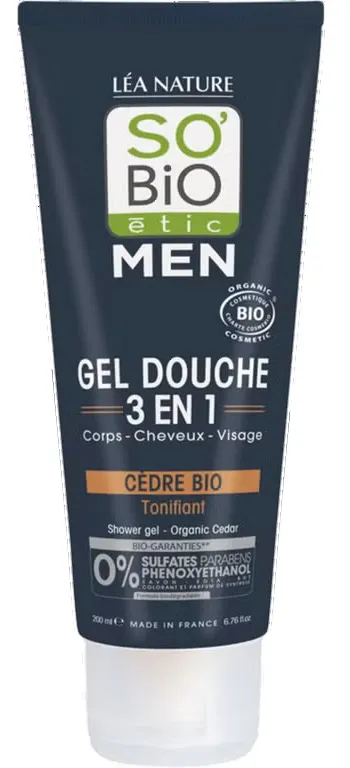 Produktas SO BIO ETIC vyrams, su kedru šampūnas/dušo kremas, 200 ml Paveikslėlis