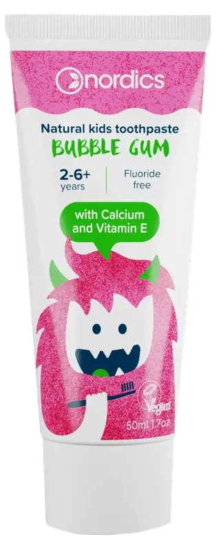 Produktas NORDICS Bubble Gum vaikiška dantų pasta, 50 ml Paveikslėlis