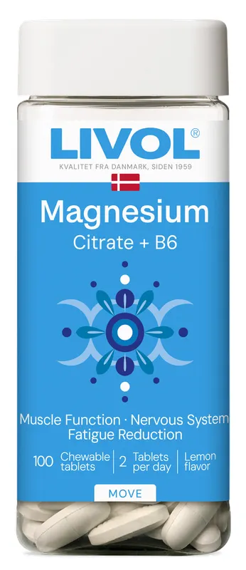 Produktas LIVOL  Magnija Citrāts+B6 kramtomosios tabletės, 100 vnt. Paveikslėlis