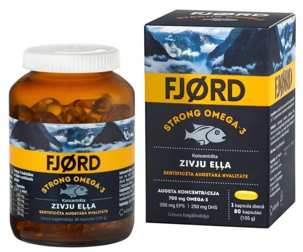 Produktas FJORD Omega-3 žuvų taukai kapsulės, 80 vnt. Paveikslėlis