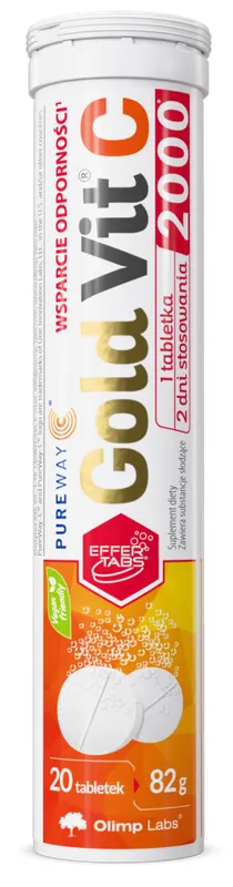 Produktas OLIMP LABS Gold Vit C 2000 Lemon šnypščiosios tabletės, 20 vnt. Paveikslėlis