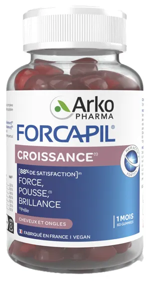 Produktas FORCAPIL Croissance vitaminų B ir C, cinko ir seleno kompleksas pastilės, 60 vnt. Paveikslėlis