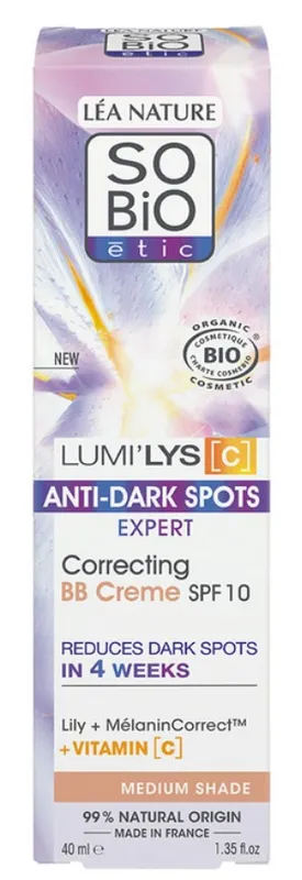 SO BIO ETIC Anti-Dark Spots BB SPF10 veido kremas, 40 ml