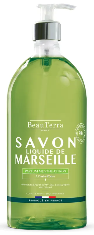 Produktas BEAUTERRA Marseille mėtų ir citrinų aromato skystas muilas, 1000 ml Paveikslėlis