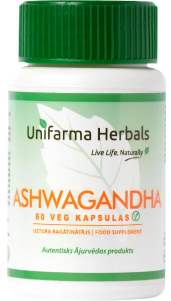 Produktas UNIFARMA HERBALS Ashwagandha kapsulės, 60 vnt. Paveikslėlis