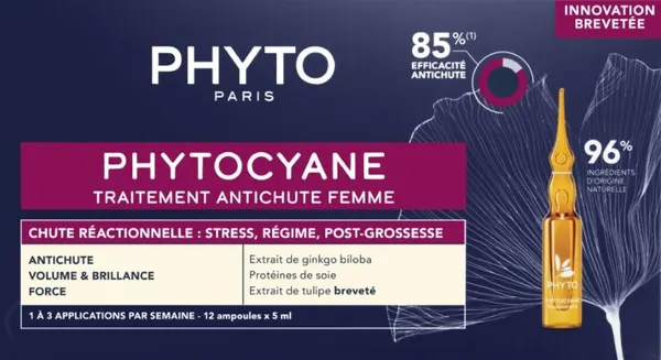 Produktas PHYTO Phytocyane Reactional nuo plaukų slinkimo procedūros ampulės, 12 vnt. Paveikslėlis