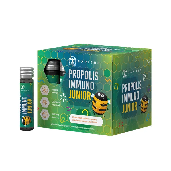 Produktas SAPIENS Propolis Immuno Junior ampulės, 10 ml Paveikslėlis