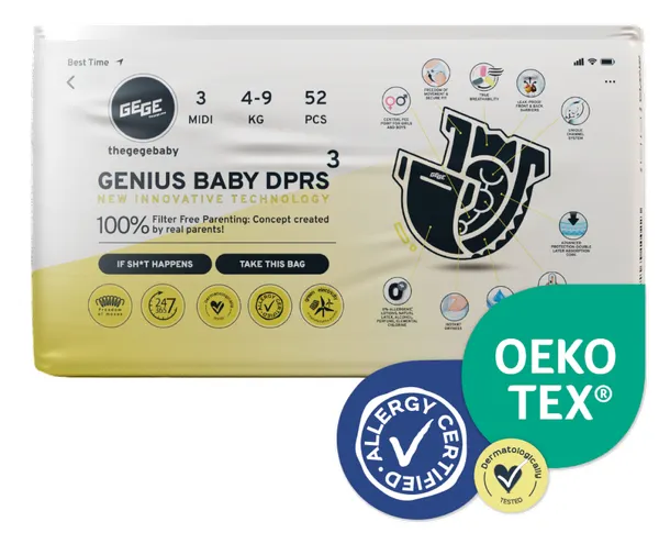 Produktas GEGE Genius Baby DPRS (4-9 kg) Midi 3 sauskelnės, 52 vnt. Paveikslėlis