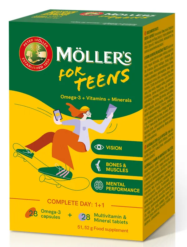 Produktas MOLLERS For Teens tabletės + kapsulės, 56 vnt. Paveikslėlis