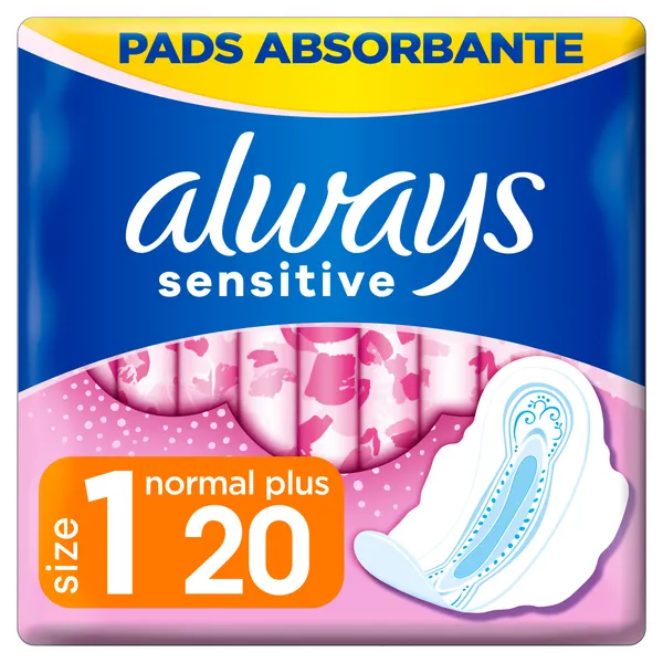 Produktas ALWAYS  Sensitive Normal Plus higieniniai paketai, 20 vnt. Paveikslėlis