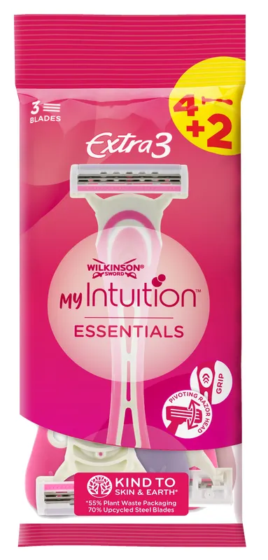 Produktas WILKINSON SWORD MyIntuition Essentials Extra 3 vienkartiniai skustuvai, 6 vnt. Paveikslėlis