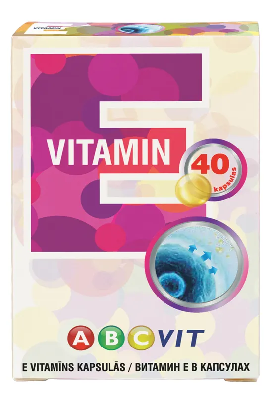 Produktas ABC VIT E Vitamin kapsulės, 40 vnt. Paveikslėlis