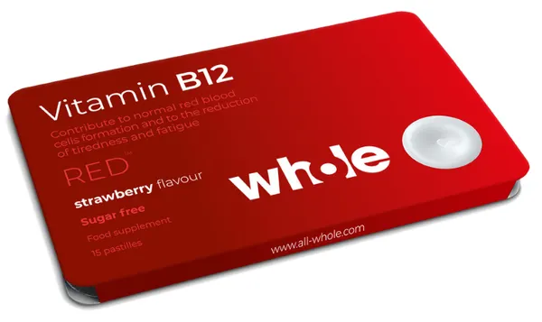 Produktas WHOLE Vitamin B12 pastilės, 15 vnt. Paveikslėlis