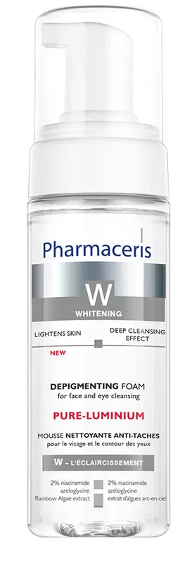 Produktas PHARMACERIS W Pure-Luminium Depigmenting veidui ir akims valomosios putos, 150 ml Paveikslėlis