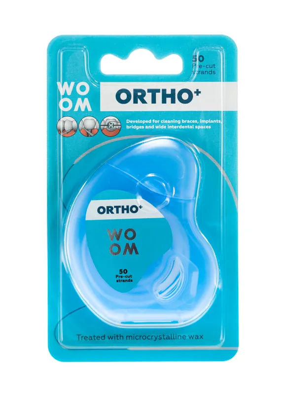 Produktas WOOM Ortho + tarpdančių siūlas dantų siūlas, 50 vnt. Paveikslėlis