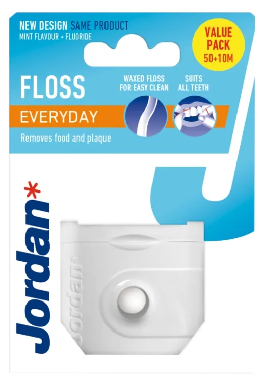 Produktas JORDAN Everyday Floss (50+10 m) dantų siūlas, 1 vnt. Paveikslėlis