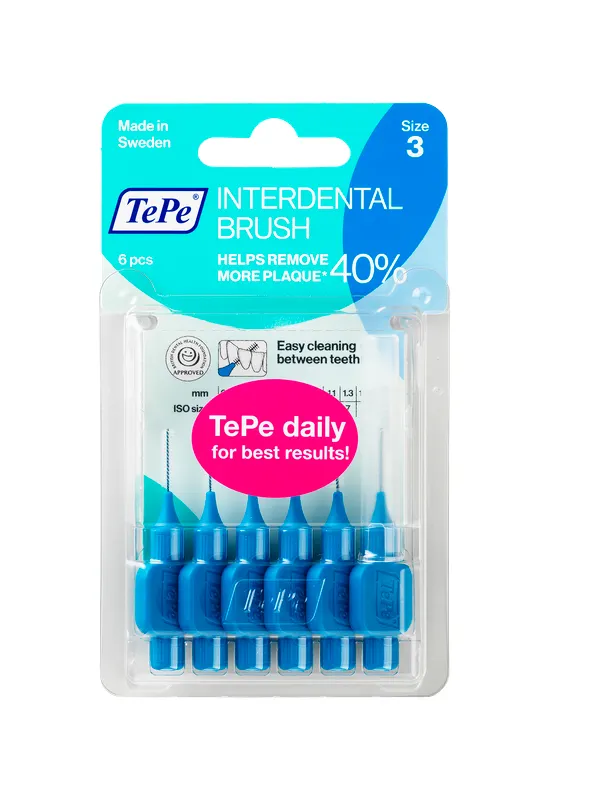 Produktas TEPE Original Size 3 0.6 mm tarpdančių šepetėlis, 6 vnt. Paveikslėlis