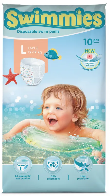 Produktas MOLTEX Swimmies L (12-17kg) sauskelnės, 10 vnt. Paveikslėlis
