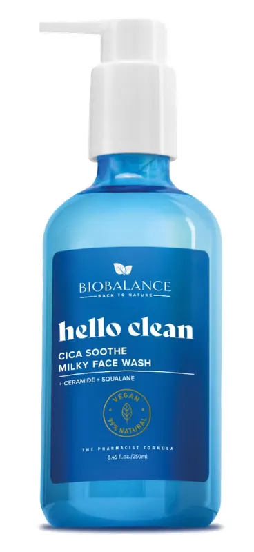 Produktas BIOBALANCE Hello Clean Milky, drėkinamasis ir odos barjerą atkuriantis prausiklis, 250 ml Paveikslėlis