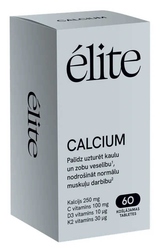 Produktas ELITE Calcium kramtomosios vaisių skonio kramtomosios tabletės, 60 vnt. Paveikslėlis