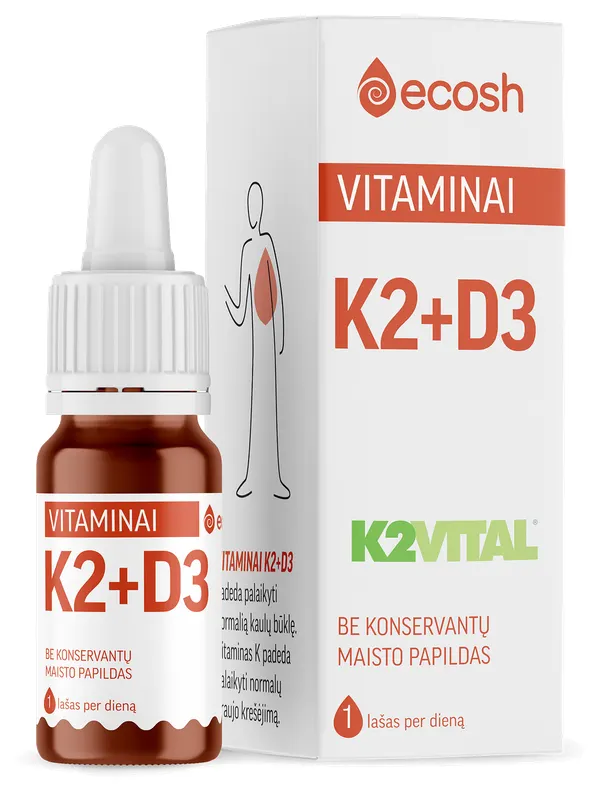 Produktas ECOSH Vitaminai K2+D3 aliejus, 10 ml Paveikslėlis