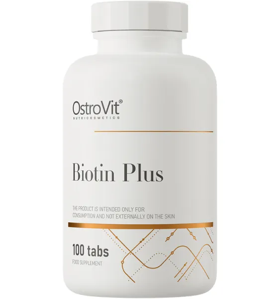 Produktas OSTROVIT Biotin Plus tabletės, 100 vnt. Paveikslėlis
