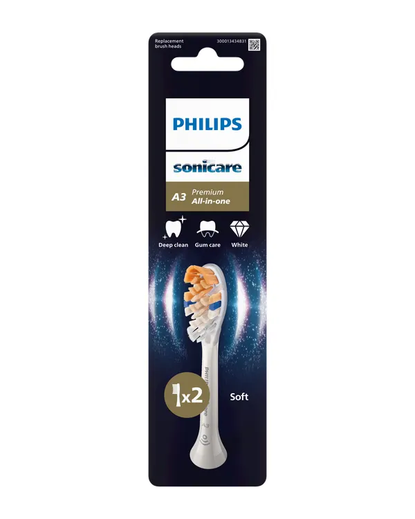 Produktas PHILIPS Sonicare Prem.All-in-One (baltas) elektrinių dantų šepetėlių galvutės, 2 vnt. Paveikslėlis