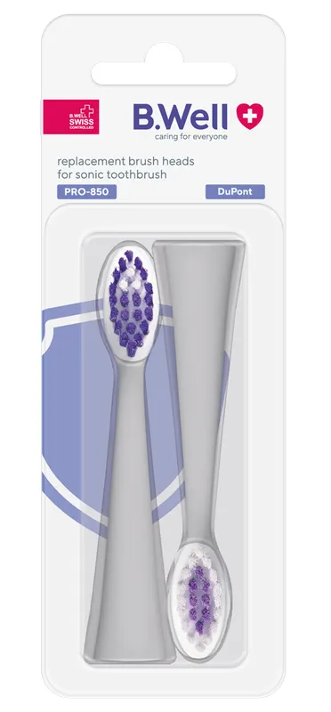 Produktas B.WELL Pro-850, White elektrinių dantų šepetėlių galvutės, 2 vnt. Paveikslėlis