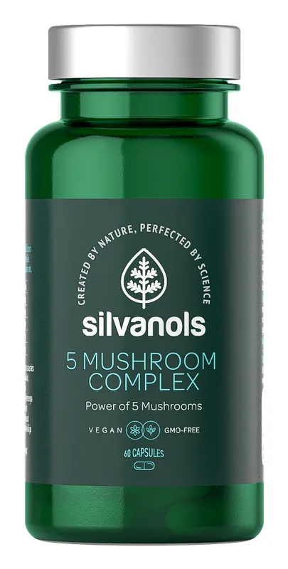 Produktas SILVANOLS 5 Mushroom Complex kapsulės, 60 vnt. Paveikslėlis