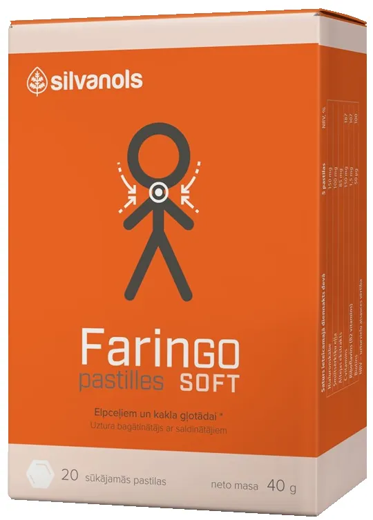 Produktas FARINGO SOFT pastilės, 20 vnt. Paveikslėlis