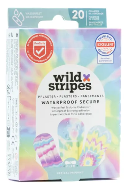 Produktas WILD STRIPES Waterproof Secure Rainbow tvarstis, 20 vnt. Paveikslėlis