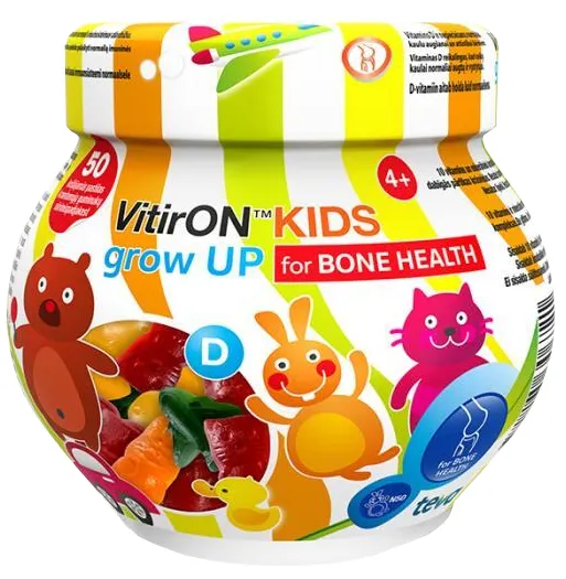 Produktas VITIRON Kids Grown UP (4+y.o..) for bone health kramtomosios pastilės, 50 vnt. Paveikslėlis
