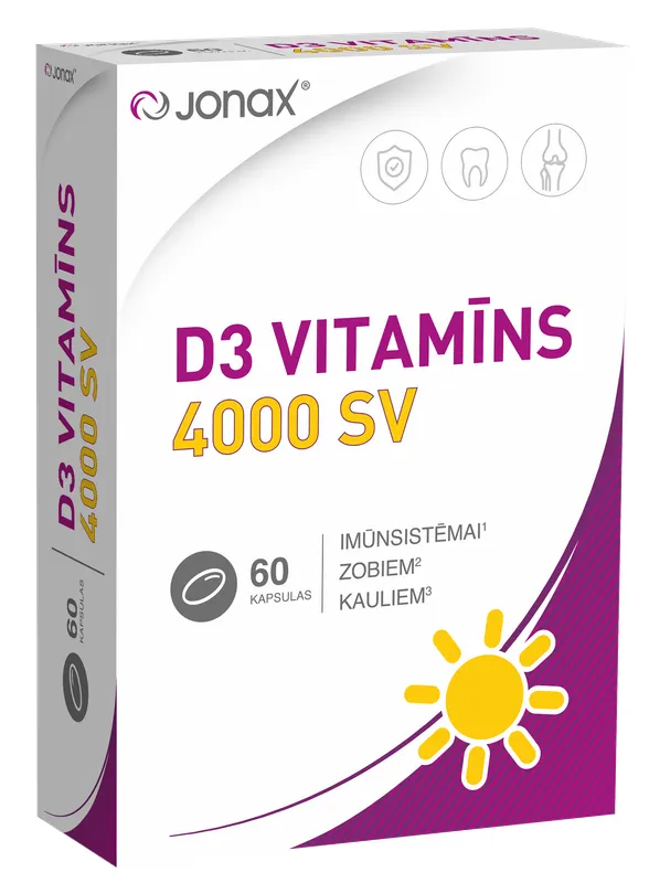 Produktas JONAX vitaminas D3 4000SV kapsulės, 60 vnt. Paveikslėlis